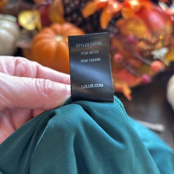 Lulu's Amour Teal Green Velvet High-Low Wrap Dress Size Large - Picture 11 of 11